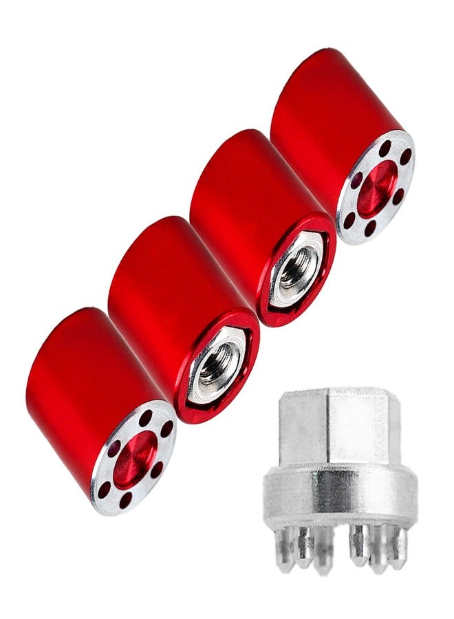 DJX 4PCS Aluminum M2 Wheel Nut Cap Center Lock Nut for Axial SCX24 AXI90081 AXI00004 Jeep C10 Upgrades 1/24 RC Crawler Car (Red) - Image 1